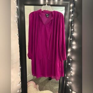 DKNY Women's Fuchsia Long Sleeve Dress